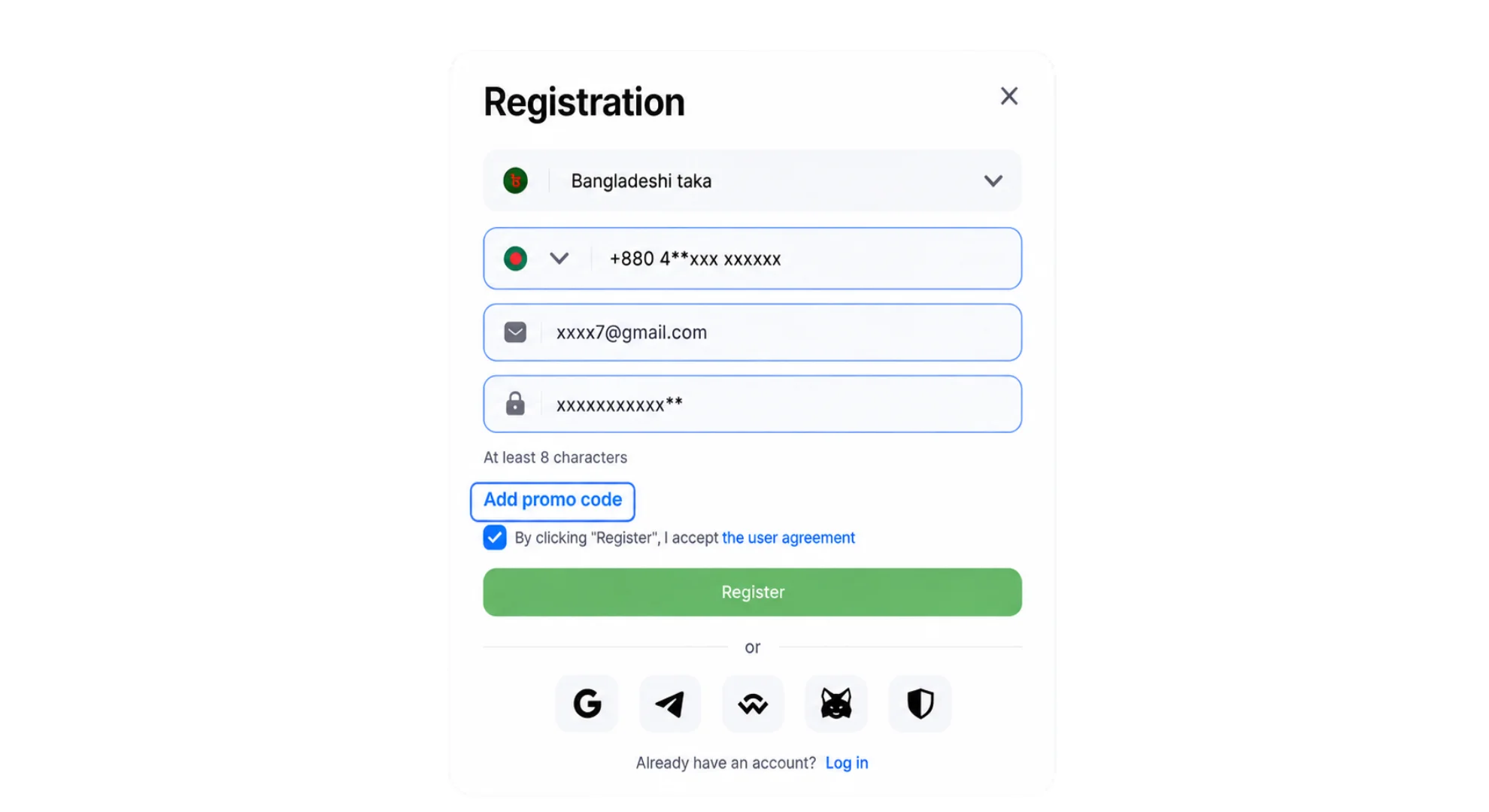 add promo code during the sing-up