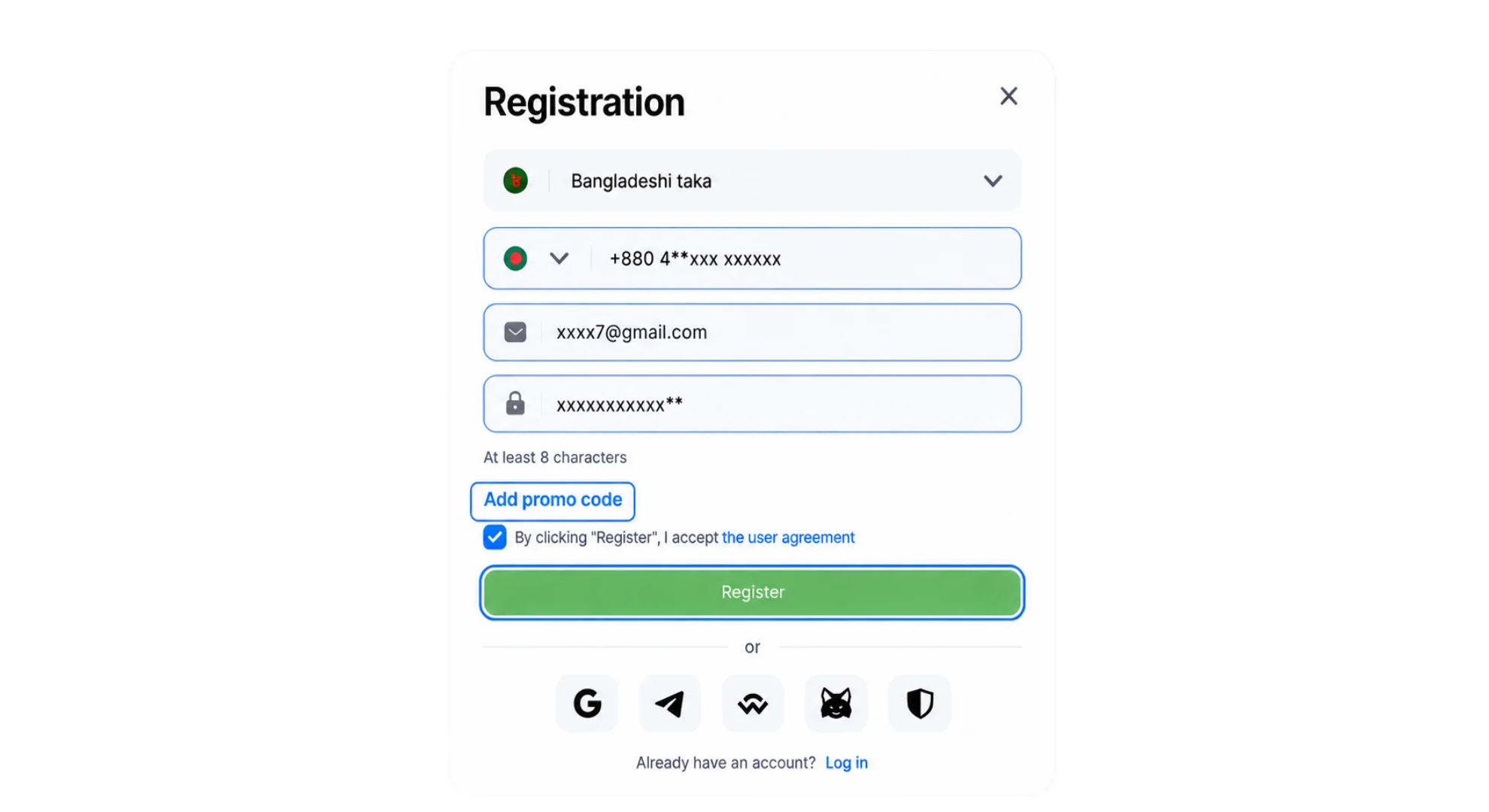 confirm your data and register